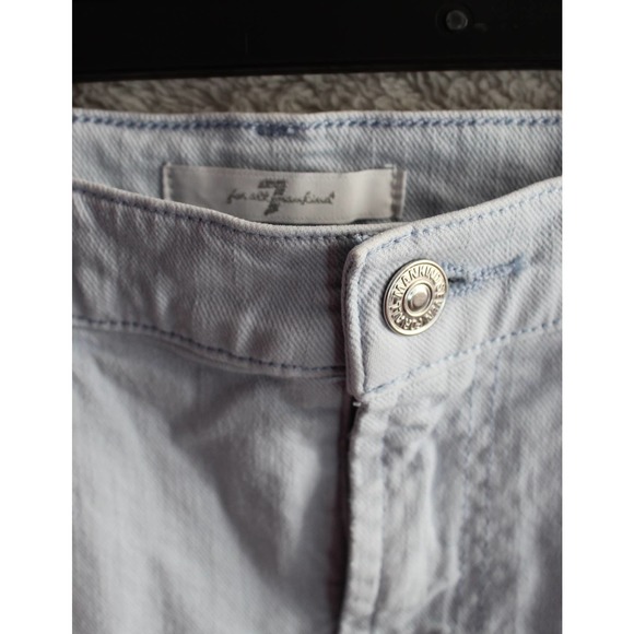 7 For All Mankind Cut Off Denim Jean Shorts in Light Blue Wash, Women's Size 26 - Picture 5 of 15